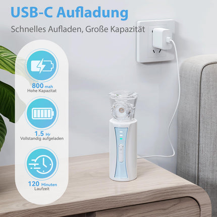 Inhalators, NIKYPJ kluss pārnēsājams inhalators pieaugušajiem un bērniem, USB uzlādējams inhalators ar 2 maskām un 1 iemutni