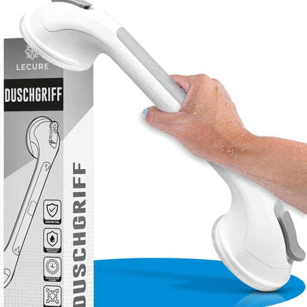 LECURE® dušas rokturis [2 daļas] Urbšana nav nepieciešama - īpaši izturīgs dušas un vannas rokturis ar piesūcekni - ideāli piemērots senioriem un cilvēkiem ar fiziskām invaliditāti [110 kg celtspēja]