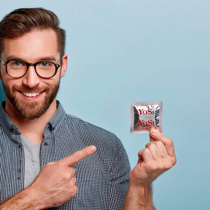 YOSI zīmola prezervatīvi "Natural Feeling" - Dabiskas sajūtas - tīrs prieks - 53 mm platums - Parasts dabīgs lubrikants prezervatīvs - Tīras sajūtas neaizmirstamiem mirkļiem - 100 gabali (2 x 50 gabali)