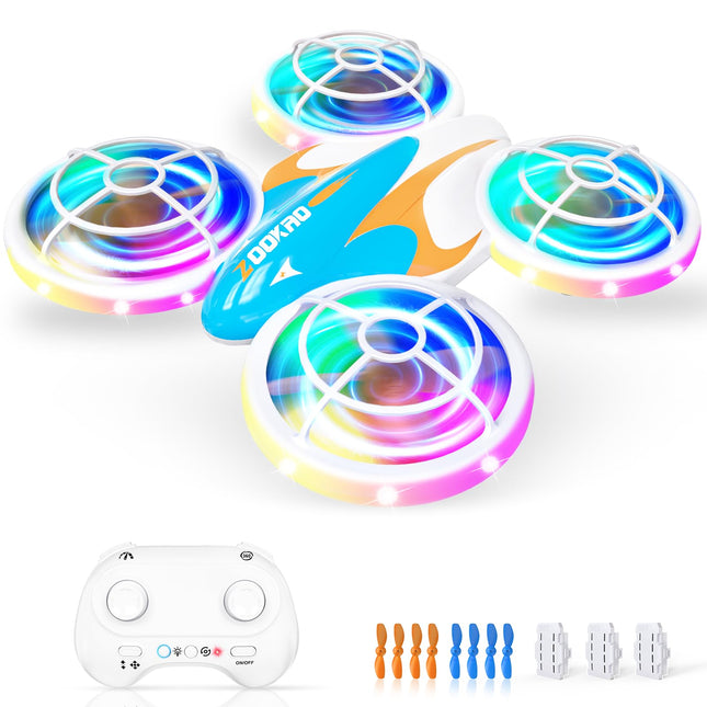 Zookao mini drons bērniem no 6+ gadu vecuma, Ziemassvētku dzimšanas dienas dāvanas bērniem. Tālvadības RC lidmašīnas mini drons bērniem un iesācējiem. Kvadrokopters ar LED gaismām.