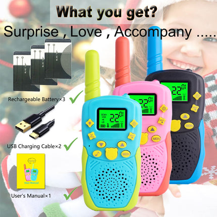 TUCHUNME Walkie Talkie Kids, uzlādējams 8 kanālu āra rotaļu divvirzienu radio ar lukturīti, dāvanas zēniem un meitenēm, liela darbības rādiusa piedzīvojumiem brīvā dabā, kempingam, pārgājieniem