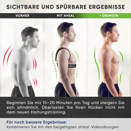 aHeal muguras atbalsta josta un muguras taisnotājs vīriešiem un sievietēm - stājas korektors mugurai, plecu siksnas stājas korektors, muguras atbalsts, taisna mugura, muguras sāpju mazināšana - 4. izmērs, melns