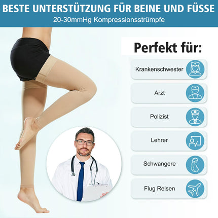 Evolyline medicīniskās kompresijas zeķes sievietēm un vīriešiem 20-30 mmHg, II klases augšstilba garuma kompresijas zeķes, atbalsta zeķes bez pēdiņas ar silikona joslu pakāpeniskam atbalstam varikozām vēnām