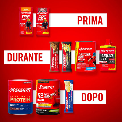 Enervit Enervitene Sport garšas aveņu ar kofeīnu iepakojums, 24 gēli pa 25 ml