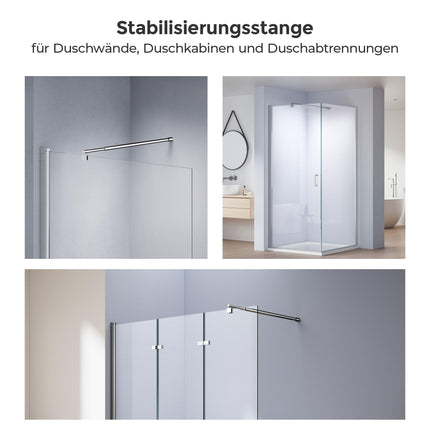 Heilmetz® satvēriena stienis dušas ekrāniem Stabilizators stiklam ar biezumu 8–10 mm Dušas dušas ekrāns Nerūsējošā tērauda apaļš satvēriena stienis 70–120 cm (1 iepakojums)