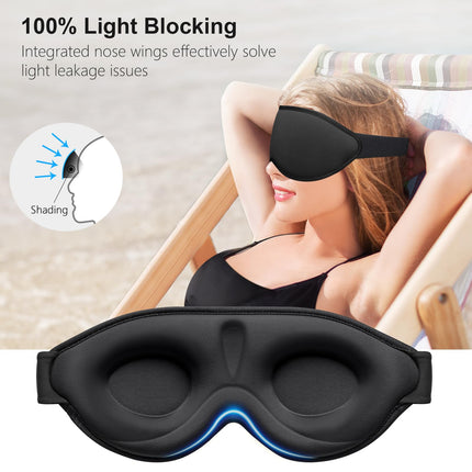 Gritin miega maska ​​sānu gulētājiem, 3D acu kontaktligzdu miega maska ​​ar regulējamu elastīgu siksnu, gaismu bloķējoša un elpojoša, ērta un ergonomiska acu maska ​​vīriešiem un sievietēm, 2 ausu aizbāžņu pāri