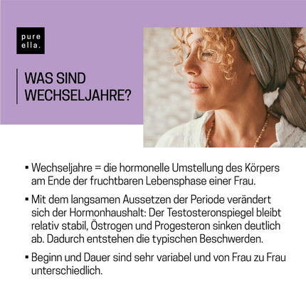 Pure Ella MENOPAUSE - Svarīgi vielu komplekss sievietēm ar menopauzes simptomiem - Satur naktssveces eļļu, jamsa sakni un vijolīšu ogu - Dabīgs, bez hormoniem, vegāns - 60 menopauzes kapsulas