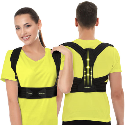 Muguras taisnotājs, regulējama plecu siksna, stājas korektors vīriešiem un sievietēm, kas mazina sāpes kaklā, plecos, muguras augšdaļā un lejasdaļā (L/XL)