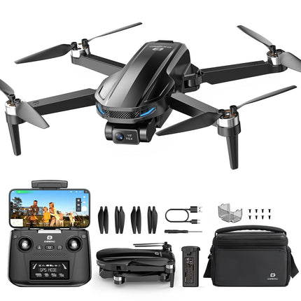 DEERC EIS 4K kameras drons ar 2 asu stabilizatoru pieaugušajiem, D65 RC droni zem 249 g, GPS seko man, 26 min. Ilgs lidojuma laiks, 5G attēla pārraide, vieda atgriešanās, profesionāls pilns komplekts iesācējiem, C0