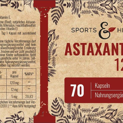 Astaksantīna 12 mg Depot mīkstās želatīna kapsulas ar oksidācijas aizsardzību - 4 mēnešu krājumi - želatīna kapsulas - ar E vitamīnu (70 kapsulas)