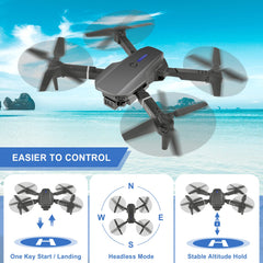 Drons ar HD 4K kameru, RC salokāms FPV WiFi tiešraides pārraides drons bērniem iesācējiem, 2 baterijas, ilgs lidojuma laiks, bezgalvas režīms, trajektorijas lidojums, šķēršļu apiešana, pacelšanās/nosēšanās ar vienu taustiņu, bezgalvas režīms-b3