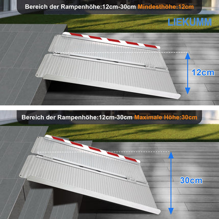 LIEKUMM salokāma ratiņkrēslu rampa, 121 cm ratiņkrēslu rampa kāpnēm, 300 kg kravnesības rampas ratiņkrēsliem un skrejriteņiem, alumīnija kāpņu rampa ratiņkrēsliem, pakāpieni, apmales, ratiņi