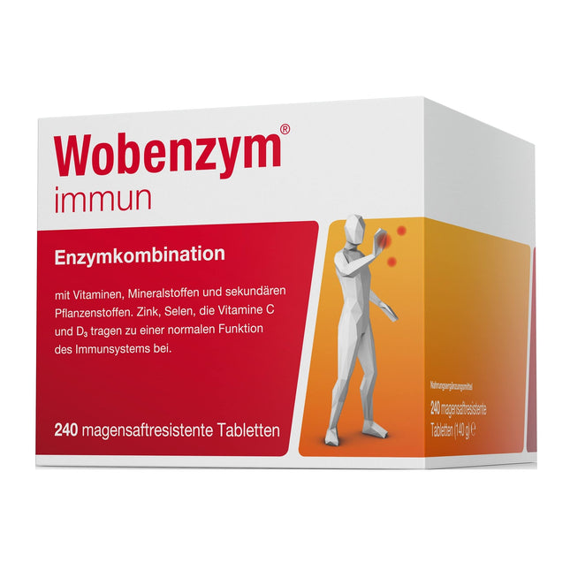 WOBENZYM® imūnsistēma | 240 tabletes | Imūnsistēmas ārstēšana | Atbalsta imūnsistēmu ar C un D vitamīniem, cinku un selēnu | Spēcīgai imūnsistēmas aizsardzībai | Enzīmu un vitamīnu kombinācija | Aizsardzība