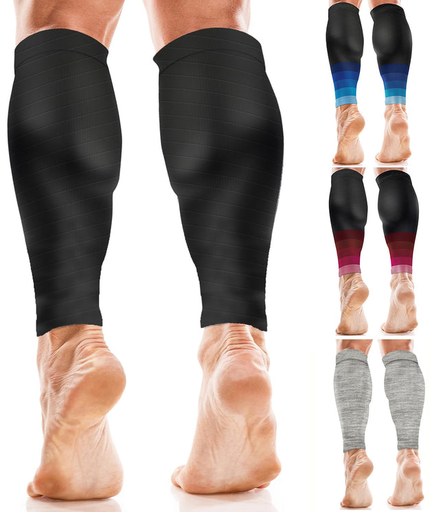 aZengear ikru atbalsts vīriešiem un sievietēm, bezpēdu ikru kompresijas zeķes apakšstilbu sāpēm un krampjiem, sporta (melnas L/XL)