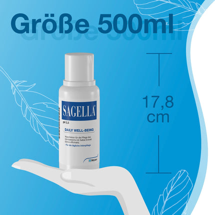SAGELLA pH 3.5 – IKDIENAS LABKLĀJĪBA: Intīmās zonas mazgāšanas losjons ar pienskābi un salvijas ekstraktu ikdienas intīmajai kopšanai, 500 ml