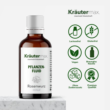 JAUNS! Kräutermax Rhodiola Rosea pilieni | Rhodiola Rosea destilāts kā ideāls papildinājums rožu sakņu kapsulām | Rhodiola Rosea augsta deva vegānisks saskaņā ar Kräutermax | Rhodiola rosea šķidrums | 1 x 50 ml