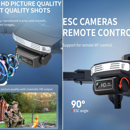 OBEST drons ar 4K kameru, salokāms RC kvadrokopters ar FPV tiešraides pārraidi, 360° šķēršļu apiešana, augstuma noturēšana, 24–30 minūšu lidojuma laiks, 3D apgriešana, bezgalvas režīms, mini drons bērniem un iesācējiem