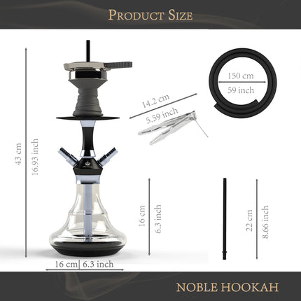 NOBLE HOOKAH ūdenspīpes komplekts Maza ūdenspīpe Mini ūdenspīpe ar augstas kvalitātes aksesuāriem - ar rokām pūsta pudele 2 šļūtenes