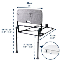 KMINA - Gultas aizsargbarjera, salokāma no 90 līdz 180 cm, regulējama stāvgulta senioriem, salokāma pieaugušajiem