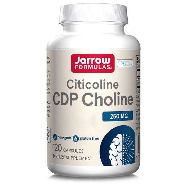 Jarrow Formulas, citikolīns, 120 bezglutēna kapsulas, 250 mg citikolīna vienā devā, bez sojas, bez ĢMO, bez garšas