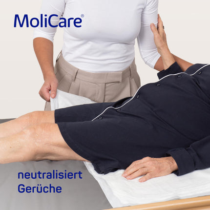 Molicare Premium gultas paklājiņš 9 pilieni: gultas aizsargpaklājiņš ar absorbējošu serdi, kas izgatavota no celulozes pārslām, 60x90cm, 2x30 gabali