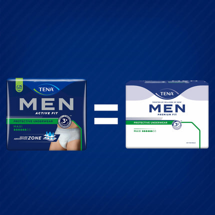 TENA MEN Active fit Pants Plus - 40 gabali mēneša iepakojumā (4 x 10) - Vienreizējās lietošanas biksītes vīriešiem - mērenai vai spēcīgai urīna noplūdei - L izmērs
