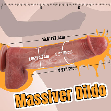 PRONFANS 27,5 cm reālistisks dildo, klasisks dildo ar spēcīgu piesūcekni, seksa rotaļlieta, anālais dildo, ideāls īstām vēnām un paceltiem sēkliniekiem, īsta dzimumlocekļa replika, seksa rotaļlieta