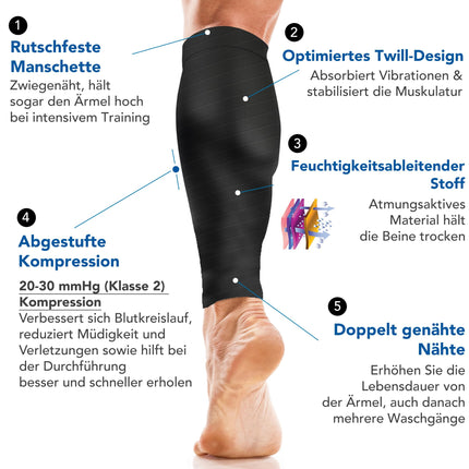 aZengear ikru atbalsts vīriešiem un sievietēm, bezpēdu ikru kompresijas zeķes apakšstilbu sāpēm un krampjiem, sporta (melnas L/XL)