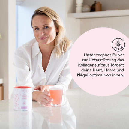 Vegānu kolagēna pulveris + hialuronskābe [400 g] | Augu izcelsmes alternatīva kolagēna hidrolizātam | ar 13 aminoskābēm un C vitamīnu no Camu | Bezgaršīgs | Ražots Vācijā | Alfa pārtikas produkti