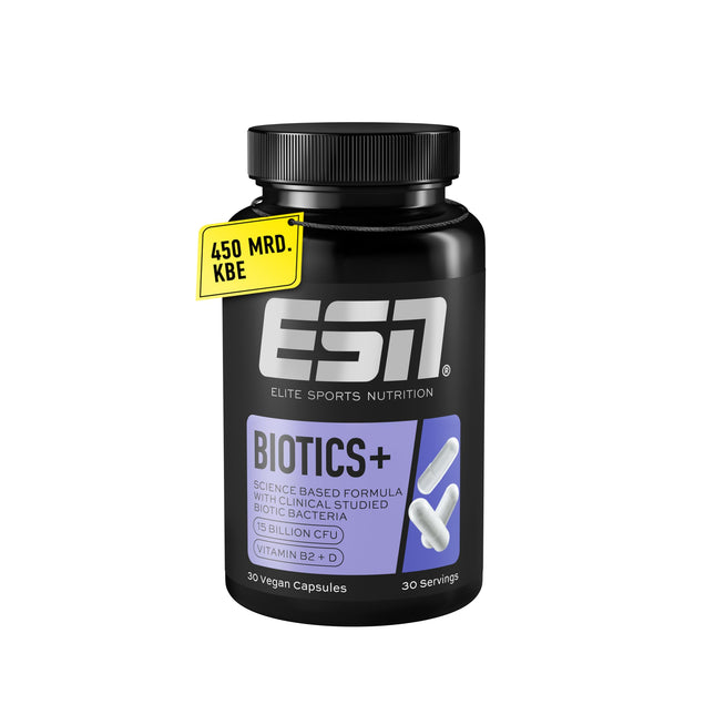 ESN Biotics+, 30 kapsulas, 450 miljardi CFU iepakojumā, augsta deva, ar B2 un D vitamīniem, tikai 1 kapsula dienā, vegāns