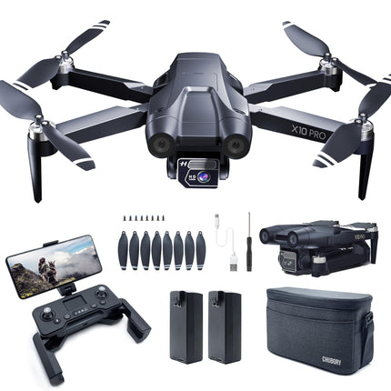 CHUBORY X10 PRO GPS drons ar 4K UHD kameru pieaugušajiem, 90 minūšu lidojuma laiks, 1000 metru vadības diapazons, automātiska atgriešanās, sekošanas režīms, bezsuku motors, 5G RC kvadrokopters iesācējiem