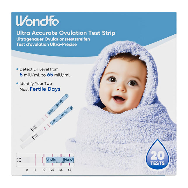 Wondfo ovulācijas tests 20x LH 0-65mIU/ml Nepārtrauktas ovulācijas dienas prognozēšanas auglības testa strēmeles Kvantitatīvi ovulācijas testi sievietēm mājās Nosakiet 2 maksimālās auglības dienas