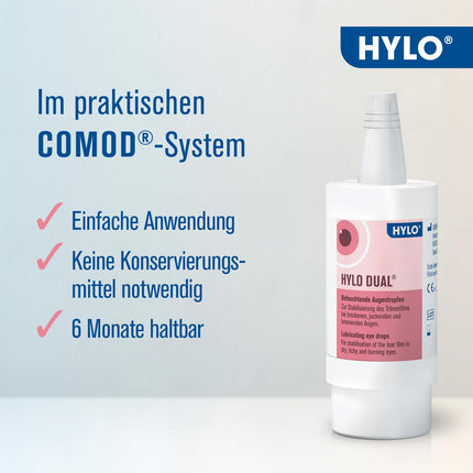 HYLO DUAL acu pilieni sausām acīm ar hialuronskābi un ektoīnu, 10 ml