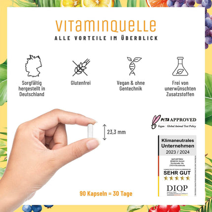 Viss vienā multivitamīnu un minerālvielu komplekss - 35 vērtīgi AZ vitamīni un minerālvielas - Multivitamīnu kapsulas ar augstu devu - Vegāns un bez nevajadzīgām piedevām