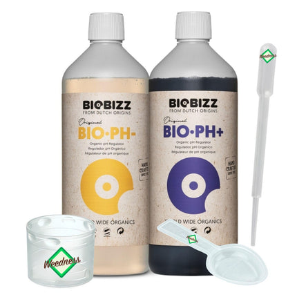Nezāļu nezāļu līdzeklis BioBizz pH+ Plus 250 ml + pH- Minus 250 ml Šķidrums - pH līmeņa pazeminātājs augiem, audzēšanai telpās, pūkām, granulām, tomātiem, zālienam, orhidejām