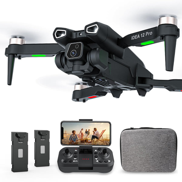 IDEA12 PRO drons ar regulējamu 4K kameru un optiskās plūsmas pozicionēšanu iesācējiem un pieaugušajiem, droni ar bezkontaktu motoru, FPV RC drons kvadrokopters ar 2 baterijām 30 minūtes