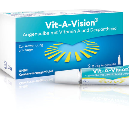 Vit-A-Vision acu ziede – ​​ilgstošai asaru plēves uzlabošanai un acs virsmas aizsardzībai sausu acu gadījumā, ar dekspantenolu un A vitamīnu, bez konservantiem, 2 x 5 g