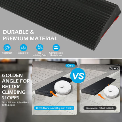 Durvju sliekšņa rampa, 900 x 80 x (10-30) mm gumijas rampa, ratiņkrēslu rampas celtspēja 800 kg ratiņkrēsliem, bērnu ratiņiem, staigulīšiem vai e-skrejriteņiem (3,0 cm augstums)