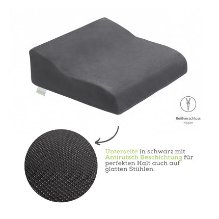 Bodyprotect stāvēšanas palīglīdzekļa pastiprinātājs 40 x 40 x 13 cm, neslīdošs, stingrs sēdekļa spilvens, Ökotex 100, mazgājams, pelēks, ražots ES, pelēks