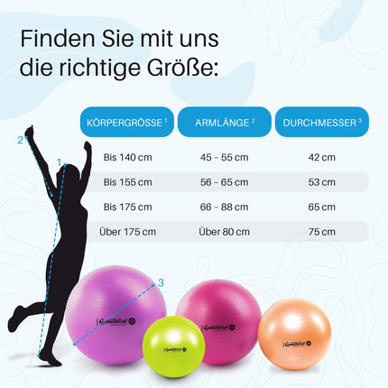 PEZZI oriģinālā vingrošanas bumba MAXAFE pērļu baltā krāsā, 65 cm, sēdekļa bumba
