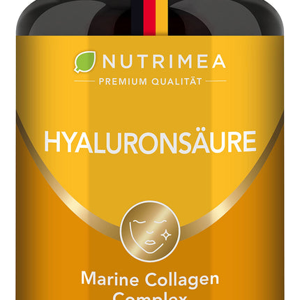 Hialuronskābes kolagēna komplekss | Augstākās kvalitātes hialuronskābe, bagātināta ar C vitamīnu un A vitamīnu | 60 kapsulas ar augstu devu | Gludai ādai, novecošanās novēršanai un locītavām