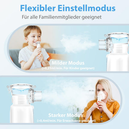 Inhalators, NIKYPJ kluss pārnēsājams inhalators pieaugušajiem un bērniem, USB uzlādējams inhalators ar 2 maskām un 1 iemutni