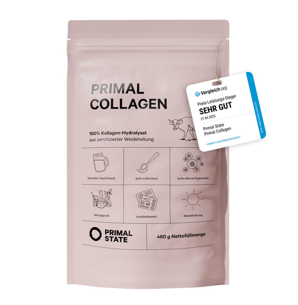 Primal State® kolagēna pulveris [460 g] - bezgaršīgs - augstākās kvalitātes kolagēna hidrolizāts - 1. un 3. tipa peptīdi - lieliska šķīdība