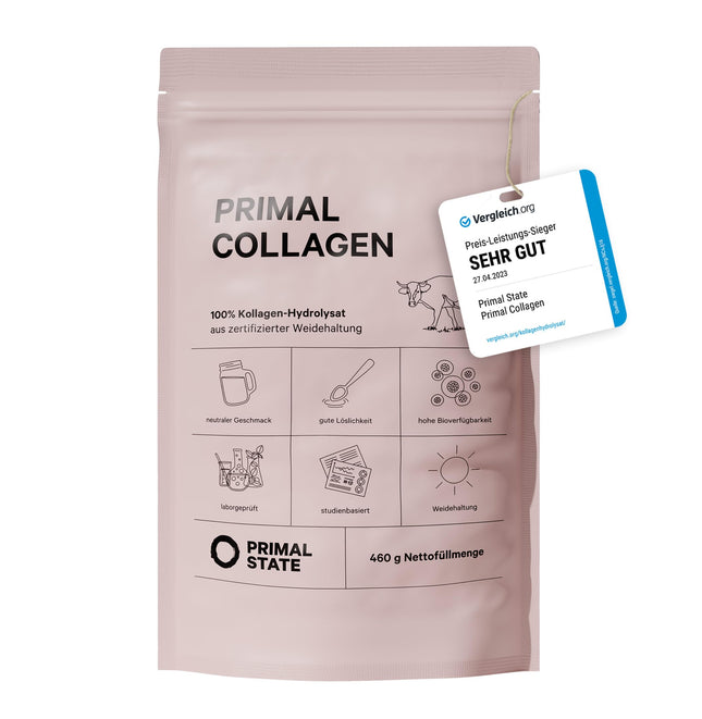 Primal State® kolagēna pulveris [460 g] - bezgaršīgs - augstākās kvalitātes kolagēna hidrolizāts - 1. un 3. tipa peptīdi - lieliska šķīdība