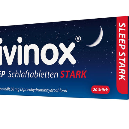 vivinox SLEEP miega tabletes stipras: miega līdzeklis aizmigšanai un miega saglabāšanai, ar difenhidramīnu miega traucējumu ārstēšanai, 20 tabletes