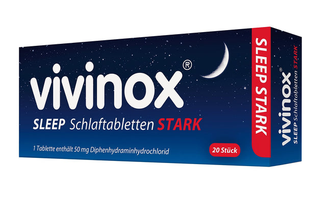 vivinox SLEEP miega tabletes stipras: miega līdzeklis aizmigšanai un miega saglabāšanai, ar difenhidramīnu miega traucējumu ārstēšanai, 20 tabletes