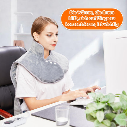 Heizkissen für Rücken Schulter Nacken 60x100cm Wärmekissen mit Abschaltautomatik, Schnelle Erwärmung, mit Taillenriemen, Rückenwärmer Heizdecke 6 Heizstufen, Auto-OFF-Timer, Flanellmaterial, Waschbar