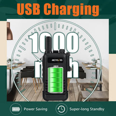 Retevis RB647 IP67 ūdensizturīga rācija, pārnēsājama divvirzienu rācija ar austiņu, PMR446 uzlādējama 1000 mAh, VOX, profesionālas rācijas restorāniem, viesnīcām (melnas, 5 gab. iepakojumā)