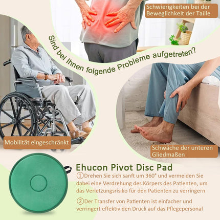 Ehucon grozāmais disks un pacienta pārvietošanas dēlis, pagrieziena ierīces vecāka gadagājuma cilvēkiem un cilvēkiem ar invaliditāti, viegli pagriežami palīglīdzekļi no gultas uz ratiņkrēslu, krēslu vai automašīnu, 15,7 collu diametrs