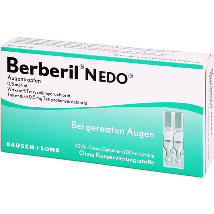 Berberil N EDO acu pilieni kairinātām acīm, 30 vienreizējas devas pipetes